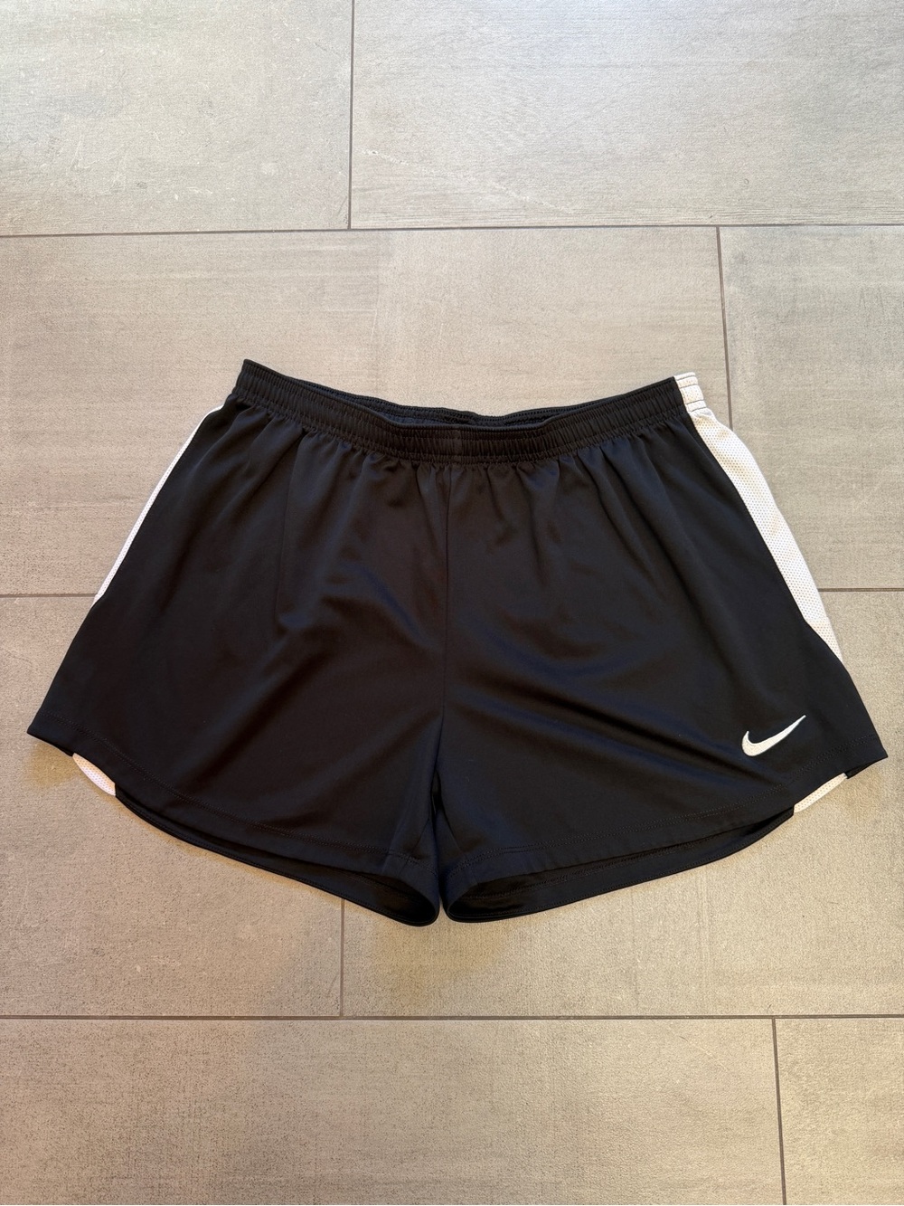 Nike Women’s Black Athletic Shorts w White Mesh Accents - Dri-Fit technology